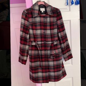 Red plaid winter coat